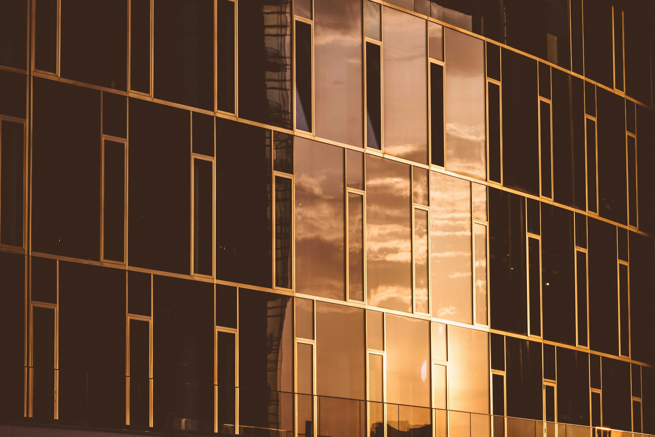 Modern residential tower in golden light